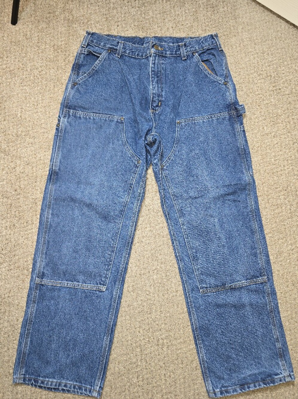 Carhartt Blue Double Knee Carpenter Jeans Size 36 × 30